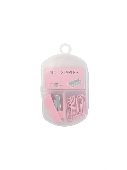 Набор канцелярский "Candy pink": скобы, степлер, скрепки (20шт) (PI0858)