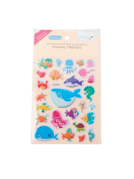 Наклейки декоративные "Animal friends", 25,5*13,5 см (PI0074)