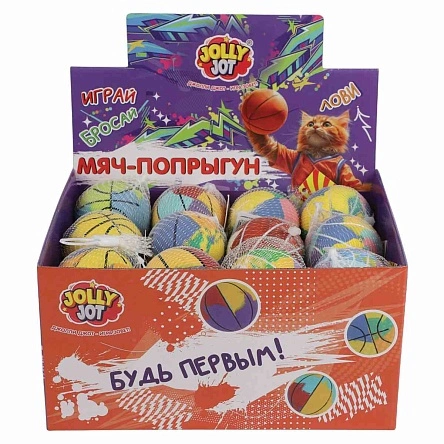 Мяч-попрыгун, 6 см, термопластичная резина, ассорти, 12 цветов, JOLLY JOT, 666124