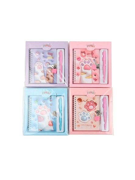 Набор подарочный "По следам лапок" (ручка+блокнот для записей), микс дизайнов (артикул XRE25070103)