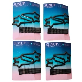 Набор заколок для волос "Stars, moon, sky", Sunup beauty, 10 шт, 5 см, черный (ML-3026)