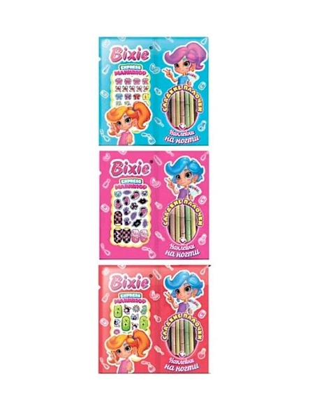 Сахарная конфета Bixie (Сладкие палочки+наклейки на ногти), 5г