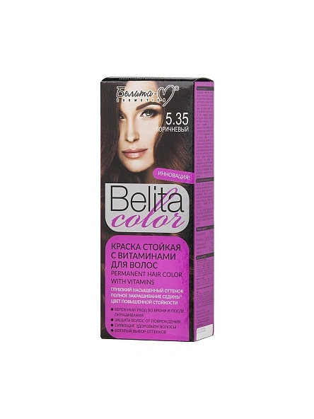 Краска стойкая с витаминами для волос серии "Belita сolor" тон №5.35 Коричневый (к-т)