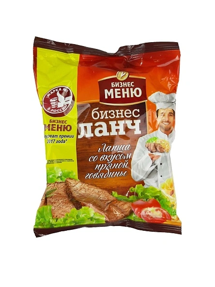 Лапша БП Бизнес Ланч со вкусом пряной говядины 90гр, пакет