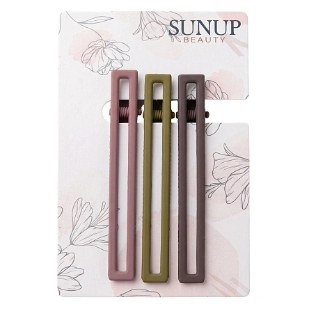 Набор заколок-зажимов для волос Sunup beauty, 3 шт., 8 см, микс (ML-3320)