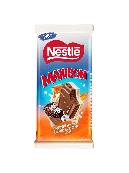 Шоколад Нестле Максибон Сендвич Карамель Мороженое 198г