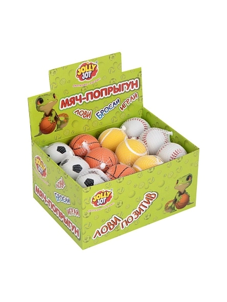 Мяч-попрыгун, 6 см, термопластичная резина, ассорти, 4 вида, JOLLY JOT, 666125