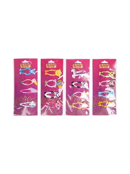 Набор заколок для волос клик-клаков "Зверюшки", 5 см, 4 шт, микс дизайна 