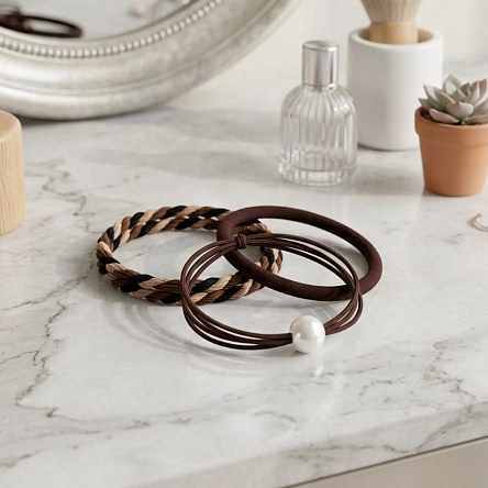 Резинка для волос "Brown", 3 шт, 6 см