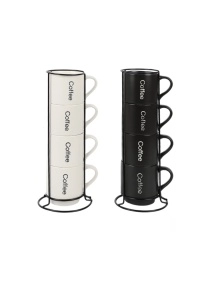 Набор кружек на подставке "Black&white", 300 мл,  4 шт