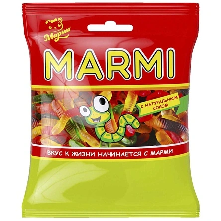 Мармелад "Марми" черви жеват. жел. с соком, 100г