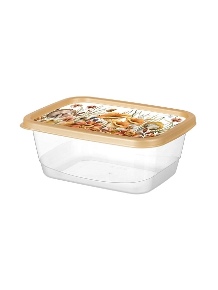 Контейнер для продуктов прямоугольный 0,85л с декором (золотой)