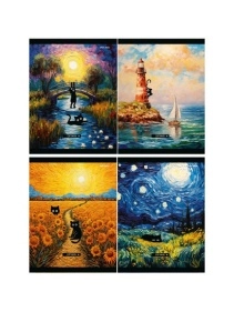 Тетрадь КЛЕТКА 48л. СТАНДАРТ цветная мелов. обл., лён , в асс-те ПХ, Т48-7373