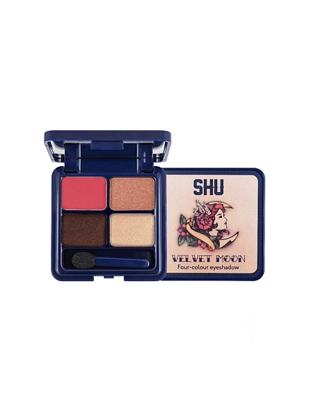 Тени Четырехцветные Для Век Velvet Moon Марки Shu №155 Красный Нюд