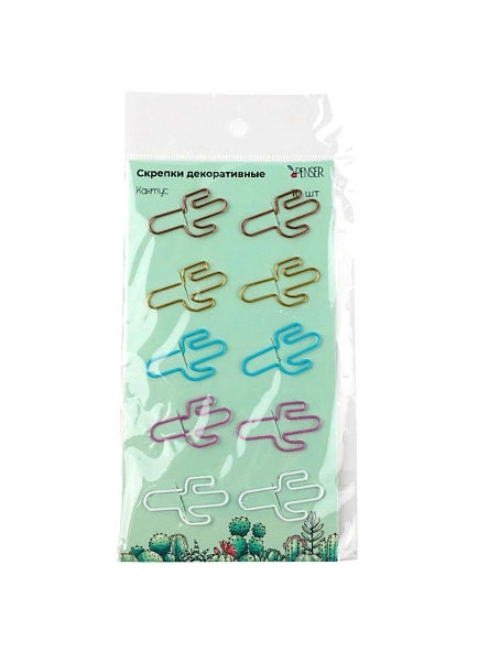 Скрепки декоративные "Кактус", 3,5 * 2 см, 10 шт (PD0930)