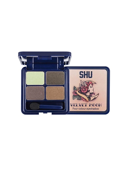 ЧЕТЫРЕХЦВЕТНЫЕ ТЕНИ ДЛЯ ВЕК VELVET MOON МАРКИ SHU №153 теплый зеленый