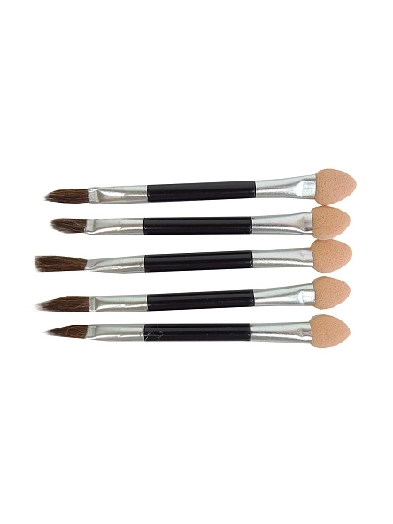 Набор аппликаторов д/теней 2-х стор. с узкой кисточкой (5шт), 7,5см, цв. чёрный 