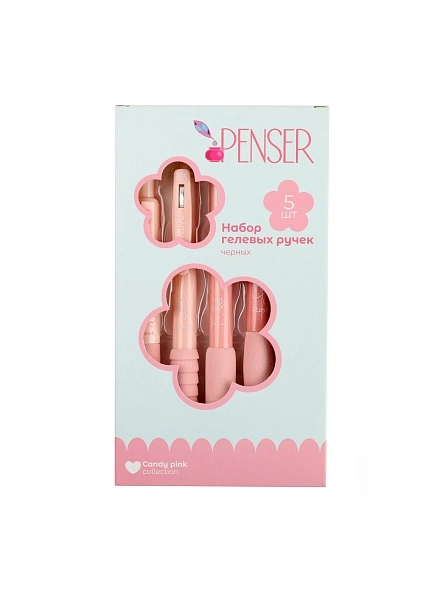 Набор ручек гелевых "Candy pink", цв. черный, 5 шт. (PD1109)