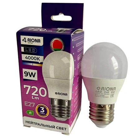 Лампа RIONA LED G45   9W 4000K E27