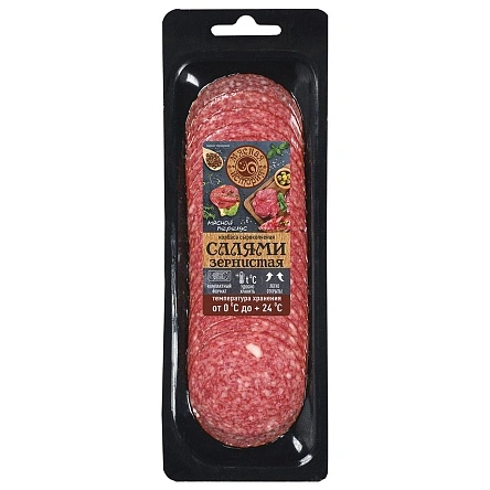 Мясное изделие колбасное с/к. Колбаса п/с. "Салями Зернистая", 60г