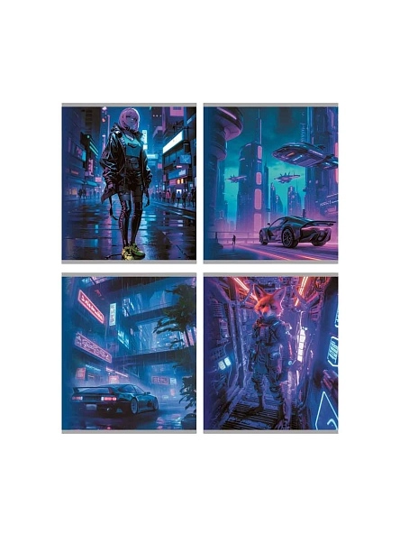 Тетрадь общая (скоба), ф.170х205мм, клетка, 48л., 4+0, СЛ, з.№587-25, серия Cyberpank