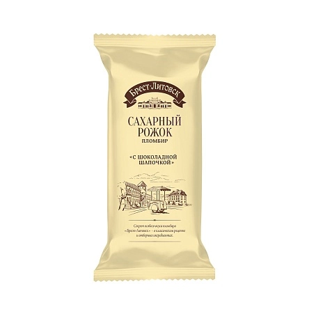 Мороженое пломб. с аром. ванили в ваф. ст. "БРЕСТ-ЛИТОВСК",(сод. м.ж. 7 мас. % или более) полим. упак., 75г