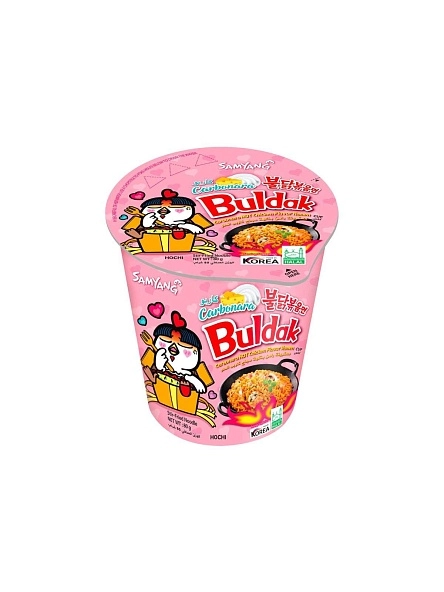 Лапша б/п со вк. кур. и соусом карбонара острая Hot chicken flavor ramen Carbo 80г