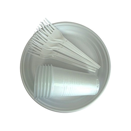 Набор "Пикник": 6 тарелок d=20,5 см, 6 стаканов 200 мл, 6 вилок столовых