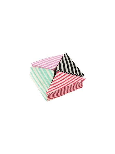 Спонж треуг-к 4*3см полоска микс (фас 4шт) пакет QF   1655486