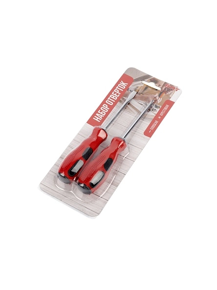 Набор отвёрток: плоская+крестовая , 19 см, 2 шт 