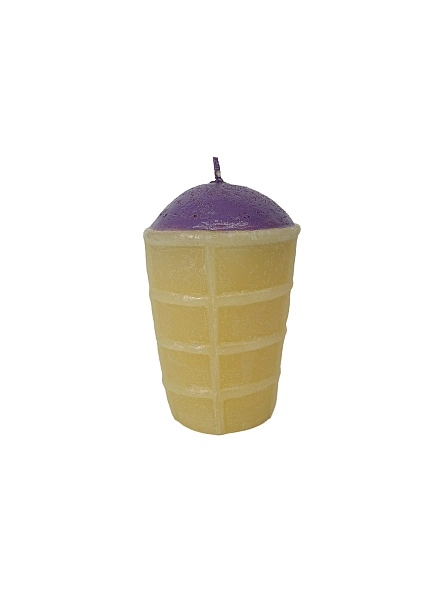 Свеча с росписью Мороженое в стаканчике, цв. сиреневый