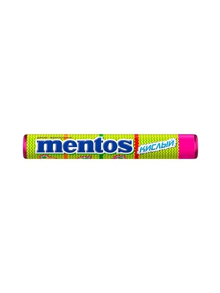 Драже жевательные «Mentos» "Кислый" со вкусами яблока, клубники, ананаса, 37,5г_12х24шт