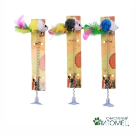 Игрушка для животных "Мышка" на присоске, 22 см (PZ087)