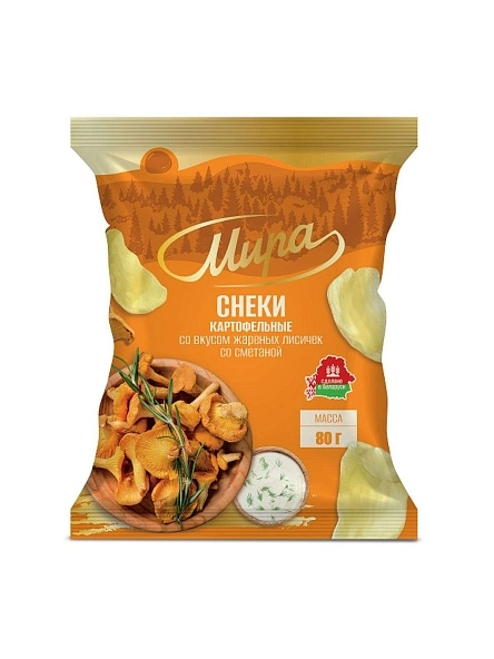 Снеки МИРА со вкусом жареных лисичек со сметаной, 80г