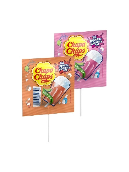 Карамель "Чупа Чупс" со вкусом персика и молочного чая, со вкусом клубники и молочного чая 15г_8х45шт