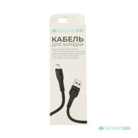 Кабель для зарядки в тканевой оплетке, lightning, 2,4 А, 3,5*(900-1000) мм (D60L-black)