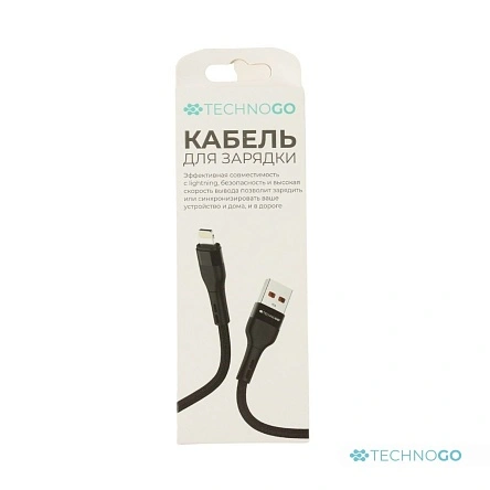 Кабель для зарядки в тканевой оплетке, lightning, 2,4 А, 3,5*(900-1000) мм (D60L-black)