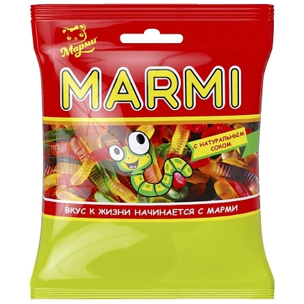 Мармелад "Марми" черви жеват. жел. с соком, 100г