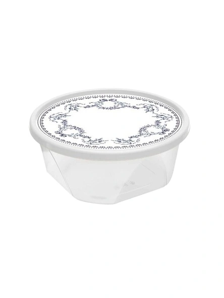 Контейнер для продуктов круглый 0,85л с декором "L'amour" (белый)