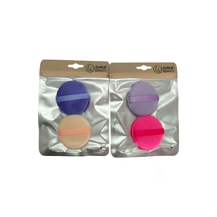 Набор пуховок для макияжа с держателем, Sunup beauty, 2 шт (ML-3329)