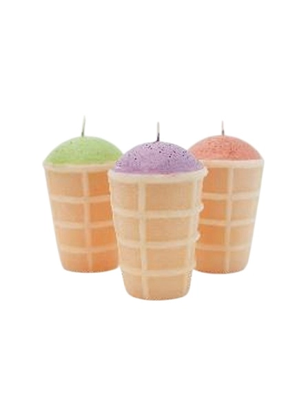 Свеча с росписью Мороженое в стаканчике, цв. белый