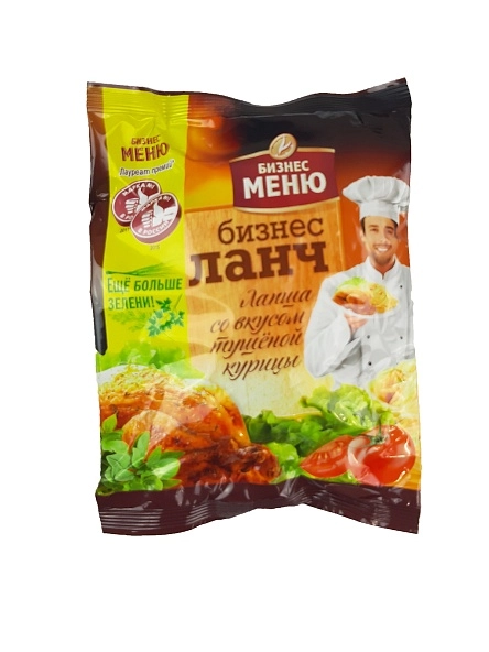 Лапша БП Бизнес Ланч со вкусом тушеной курицы 90гр., пакет