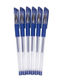 Набор синих гелевых ручек, 6 шт, 14,7 см