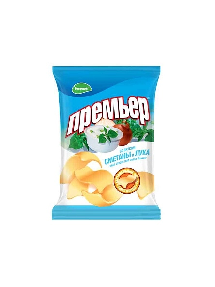 Чипсы картофельные "Премьер" со вкусом сметаны и лука  70 г.