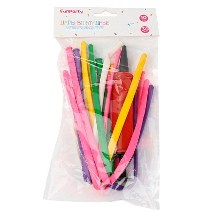 Набор: шары воздушные для моделирования (10 шт, 30 см) + насос