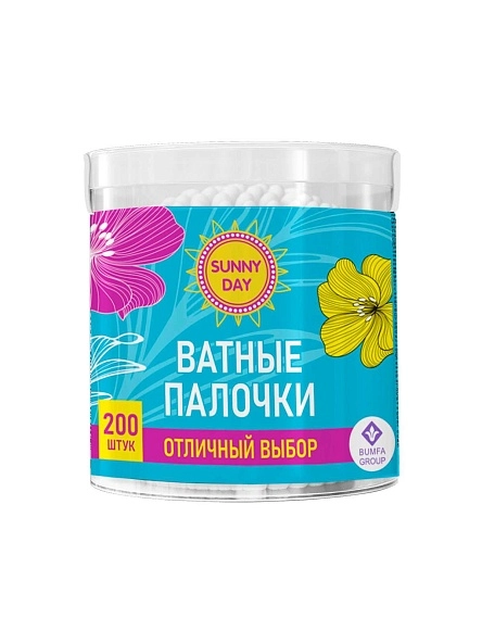 SUNNY DAY Ватные палочки (цилиндр) 200 шт