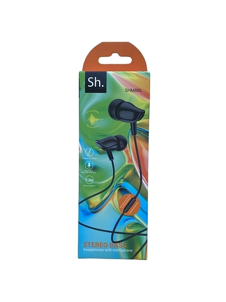 Наушники (Вставные) Sh. SHM8BL JOINT WIRED CONTROL EARPHONES WITH MIC [163517] (BLACK)