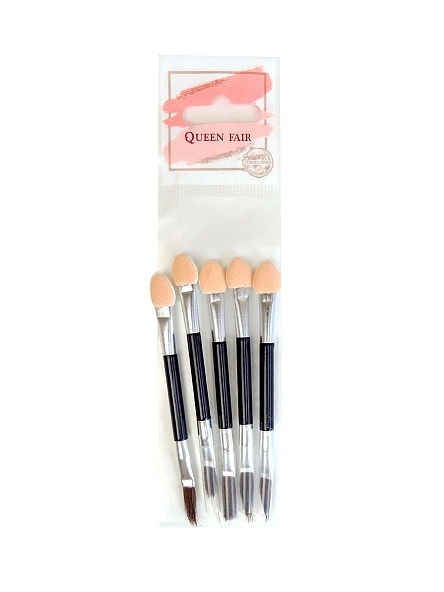 Набор аппликаторов д/теней 2-х стор. с узкой кисточкой (5шт), 7,5см, цв. чёрный 