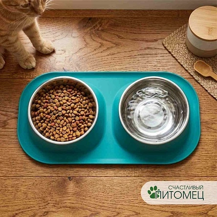 Миска для животных двойная с бортиками, 40,5*21,5*8 см (ML-2090)