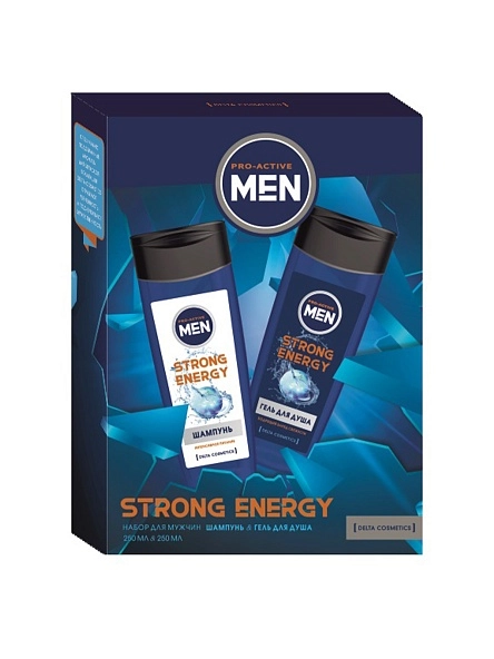 Косметический набор муж.  STRONG ENERGY (гель для душа 250 мл + шампунь 250 мл)